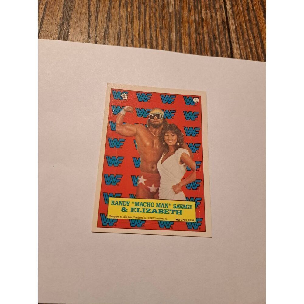 Vintage 1987 WWF Macho Man Randy Savage Elizabeth Sticker Puzzle Trading Card 4